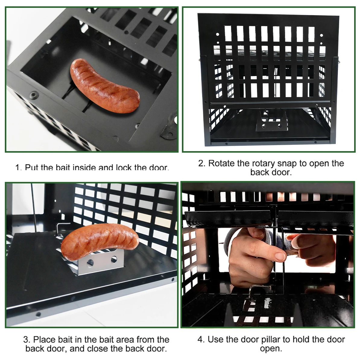 Black Double Door Live Multi-Catch Mice Mouse Trap Rat Trap Cage