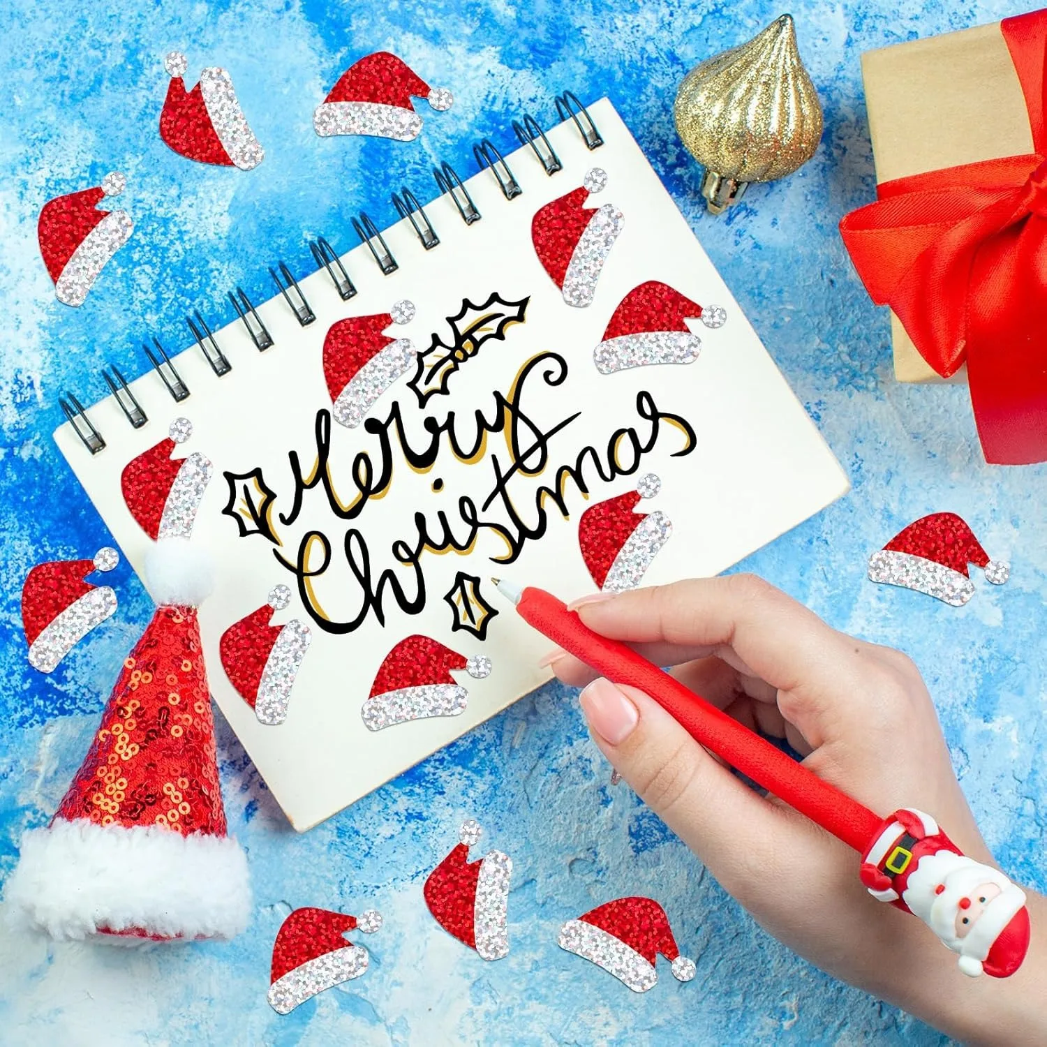 500Pcs 선물 씰링 스티커 크리스마스 트리 모자 눈송이 산타 메일 축제 파티 장식 레이블 어린이 장난감 스티커