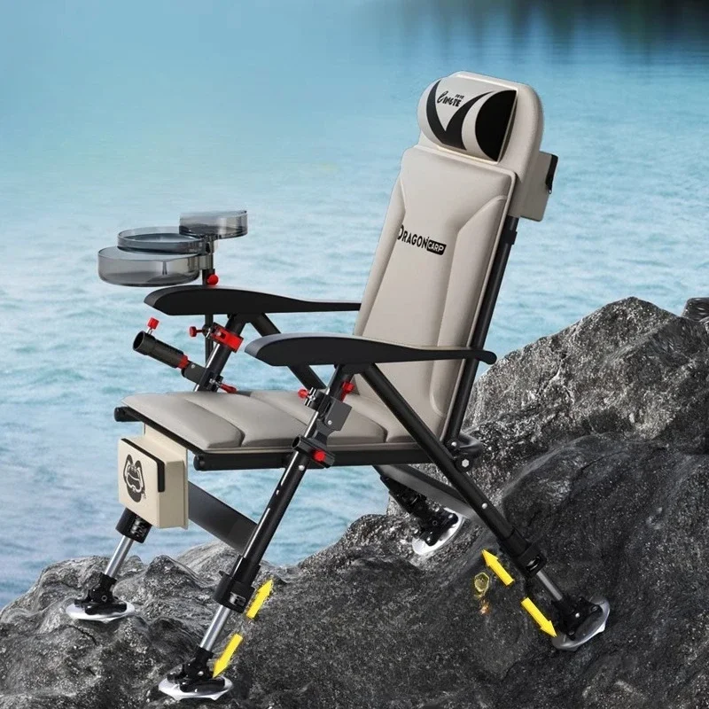Siège de pêche sauvage professionnel tout-terrain multifonction pliable - Chaise escamotable portable berge rivière