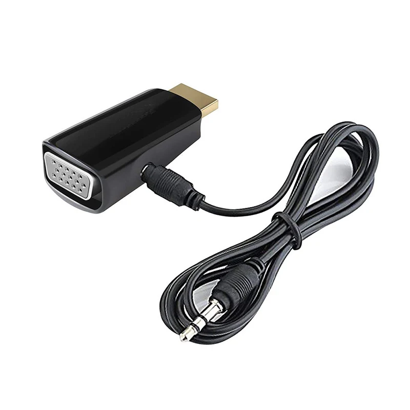PETERONG Adaptateur VGA vers HDMI 1080P@60Hz Convertisseur VGA Mâle vers  HDMI Femelle avec Prise Audio 3,5mm pour PC, Laptop, TV Box vers à HDTV