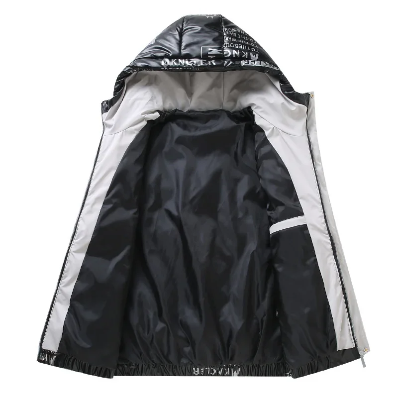 Stylish and Warm Shiny White Duck Down Jacket, Short Style with Hood, Thickened for Extra Warmth by Trendy Brand