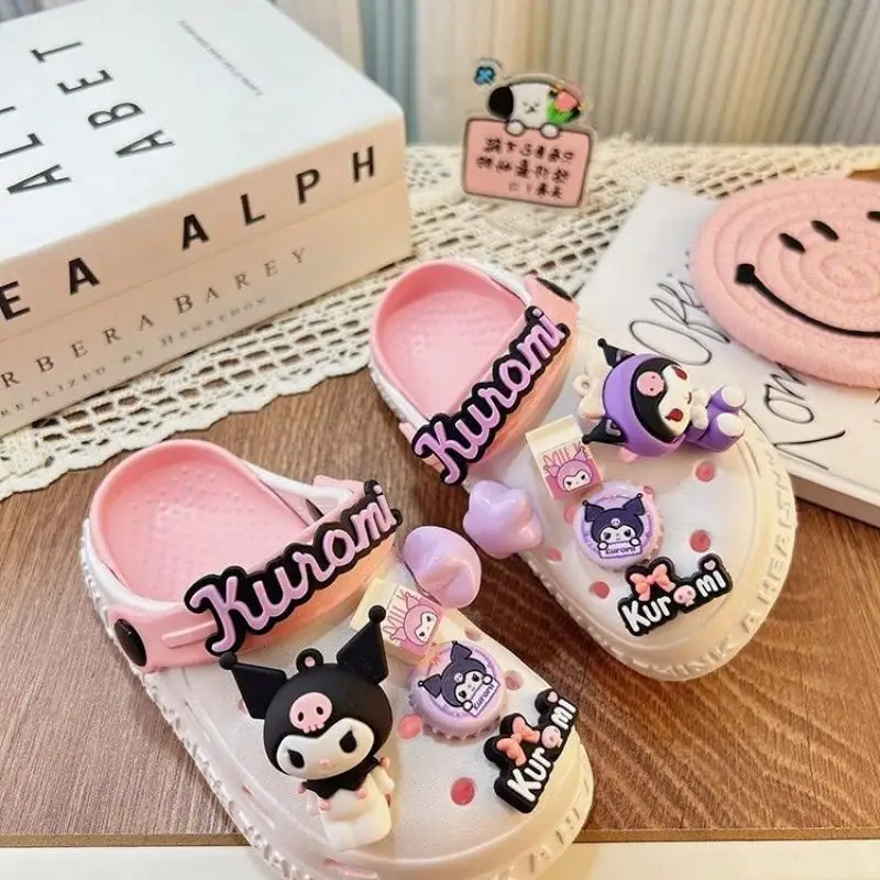 

Kawaii Sanriod Anime Hobby Kuromi Children's Slippers Summer New Eva All-Match Hole Shoes Non-Slip Wear-Resistant Sandals