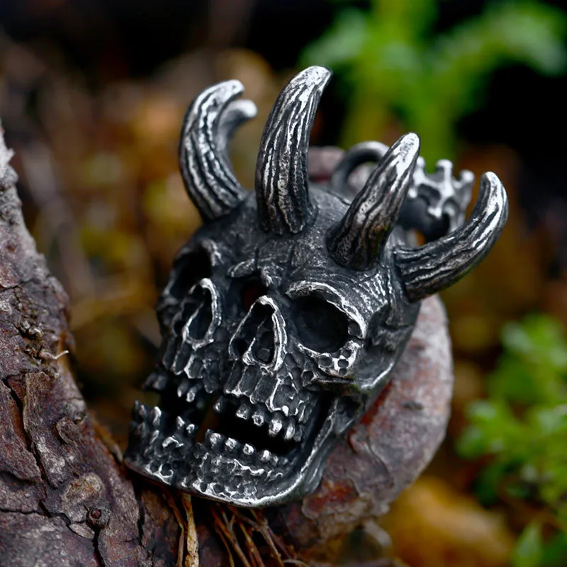 New Design Necklace 316L Stainless Steel Jewelry Punk Biker Vintage Skull Bone Pendant 5
