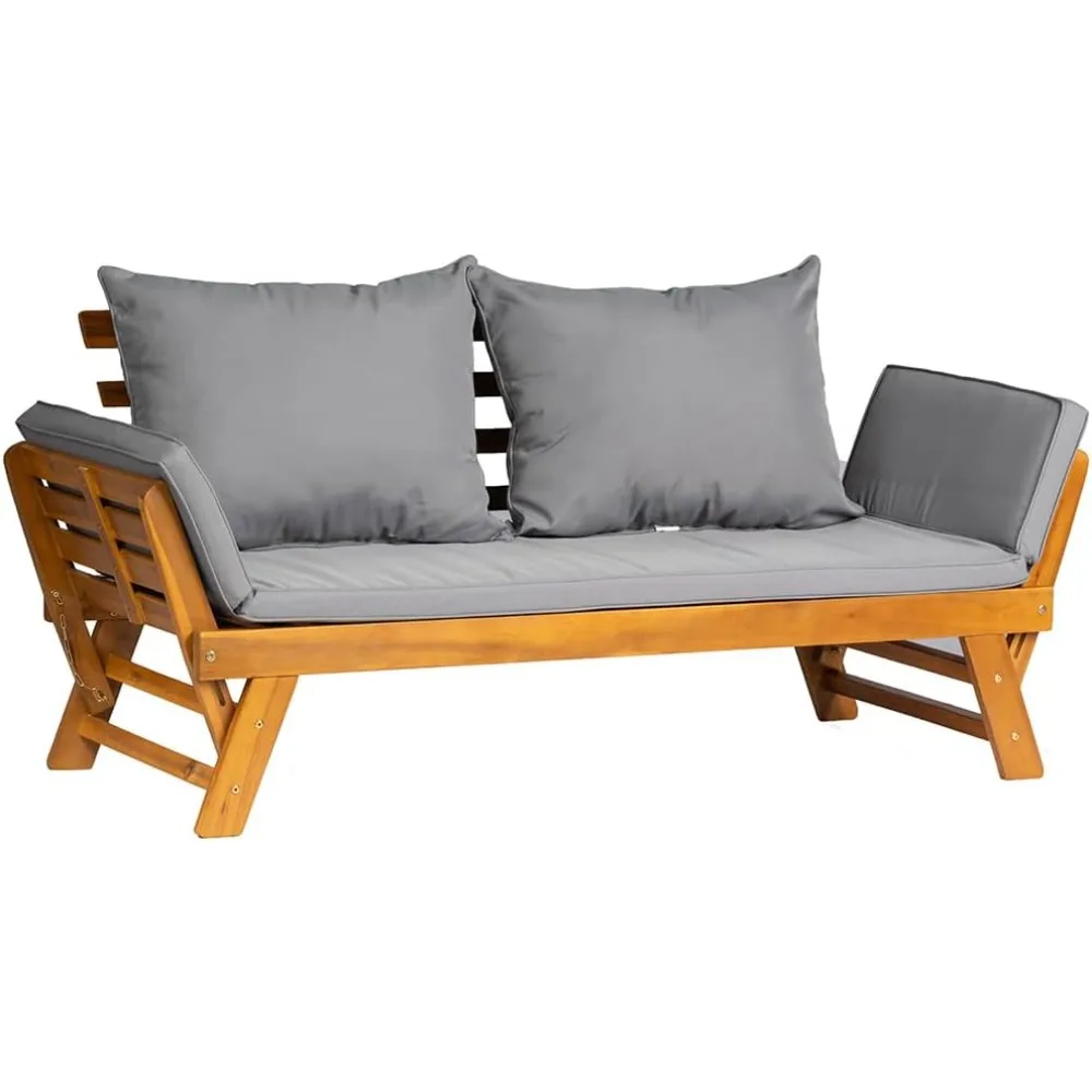 

Диван-трансформер из акации с регулируемым подлокотником и подушками