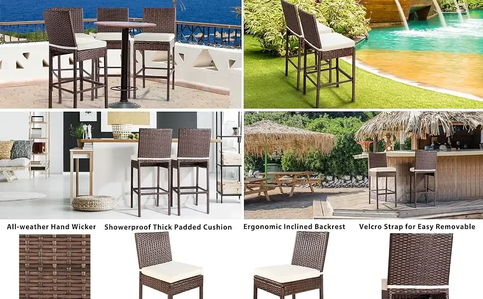 Wicker woven bar stools