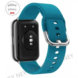 Sport Watchband - Waterproof Silicone Wristband with Metal Buckle for huawei fit 2 (Cyan S11)