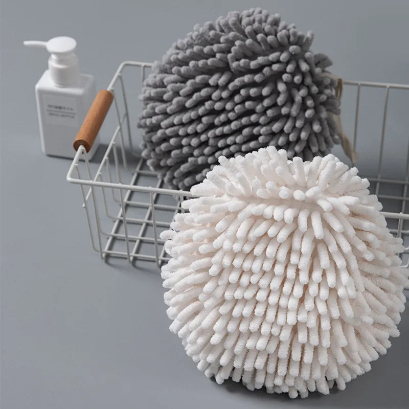 

Chenille Hand Towels Kitchen Bathroom Hand Towel Ball with Hanging Loops Quick Dry Soft Absorbent Microfiber Towels Kitchen Tool