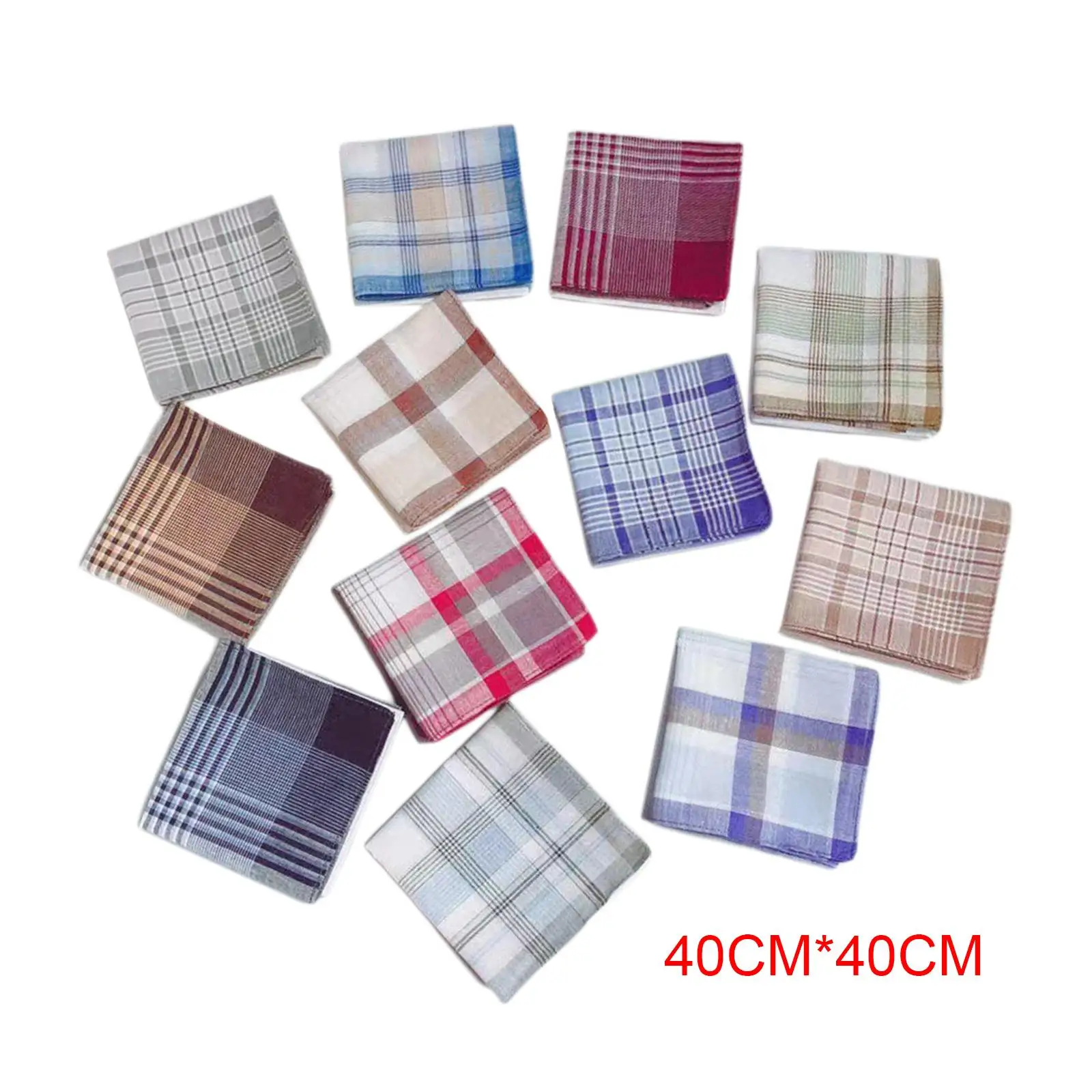 

12Pcs Handkerchiefs Men Soft Cotton Classic Hankies for Suit Women Men Gents