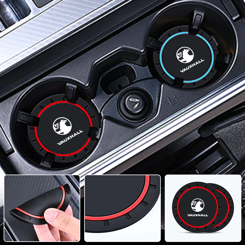 Car Coasters Water Cup Slots Non-Slip Mat Waterproof Cup Pad 2PCS for Vauxhall VXR Dokker Lodgy Logan Sandero Duster Stepway