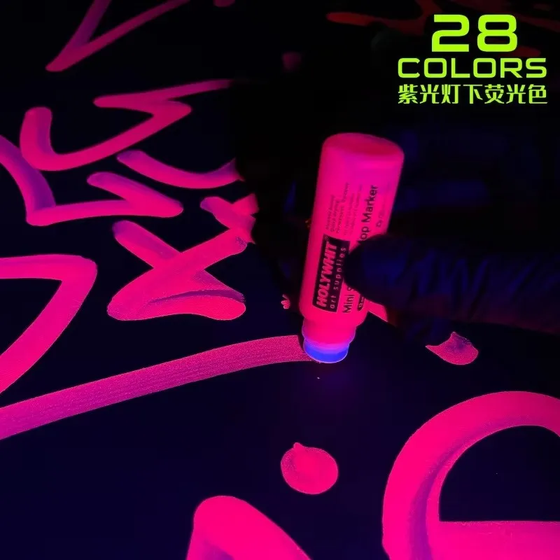 20ml 미니 그래피티 플로우 펜 페인트 시그니처 펜 라운드 팁 방수 마커 잉크 포함 미술 용품 형광 페인팅 필기용