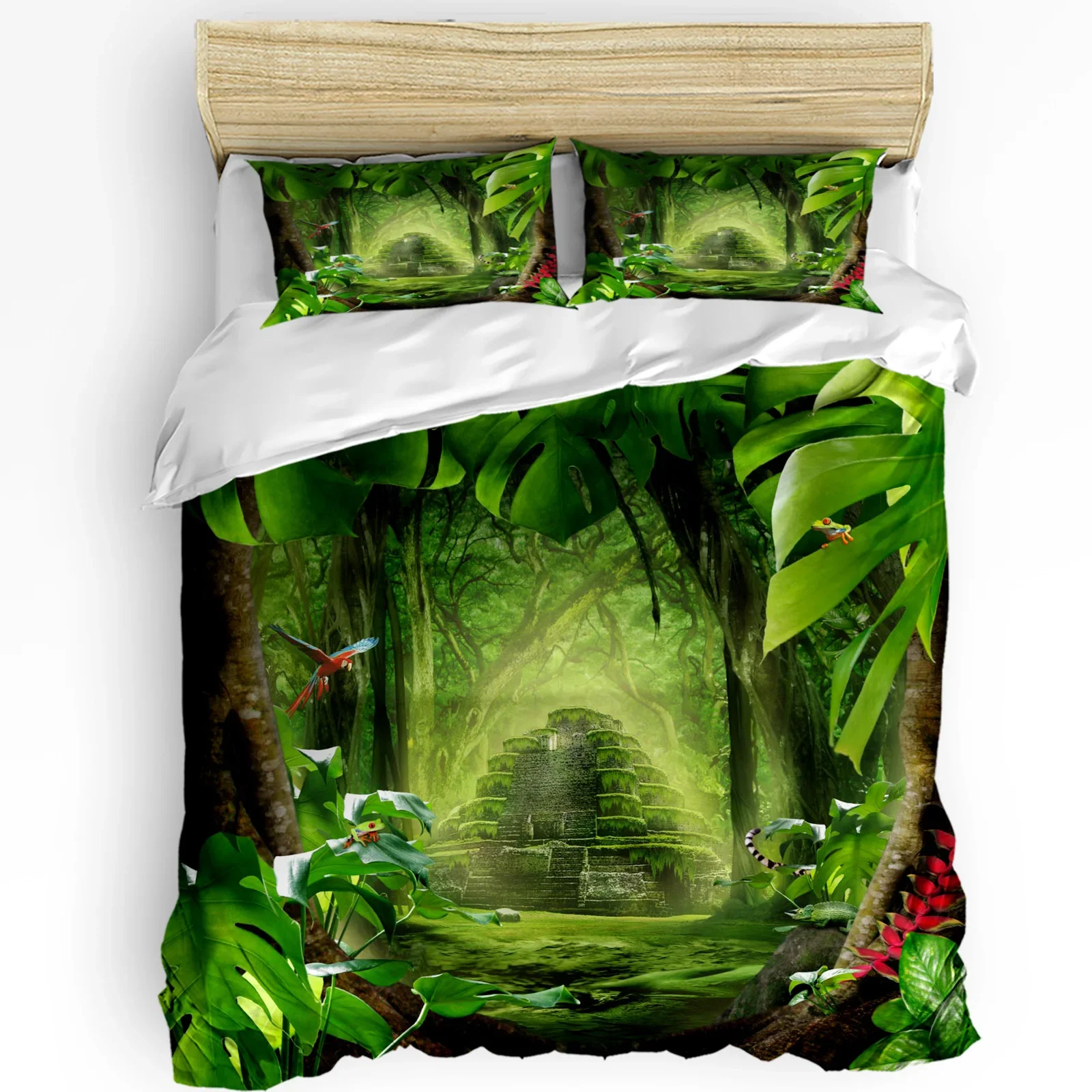 

Jungle Forest Plants Printed Comfort Duvet Cover Pillow Case Home Textile Quilt Cover Boy Kid Teen Girl Luxury 3pcs Bedding Set