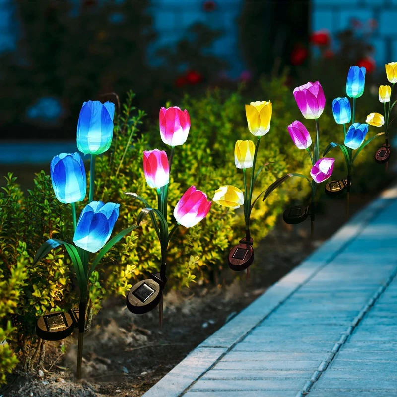 Solar LED Light Outdoor Waterproof Solar Power Tulip Rose Solar Garden