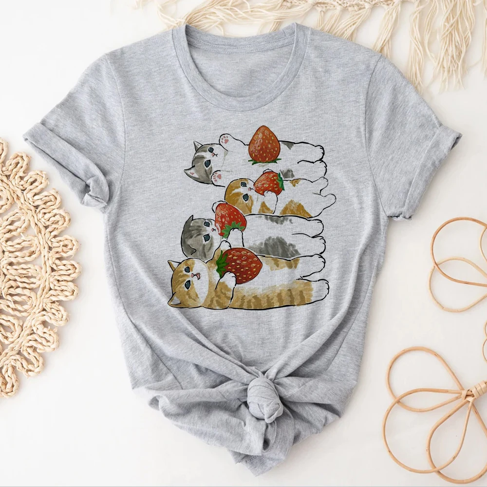 

Женская футболка с клубничкой, японская футболка Y2K с мангой, уличная одежда в стиле Харадзюку, одежда в стиле 1920-х годов