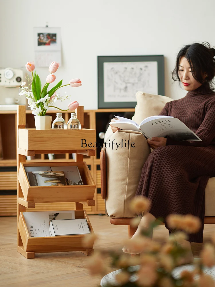 

Solid Wood Storage Rack Multi-Grid Storage Living Room Sundries Display Rack