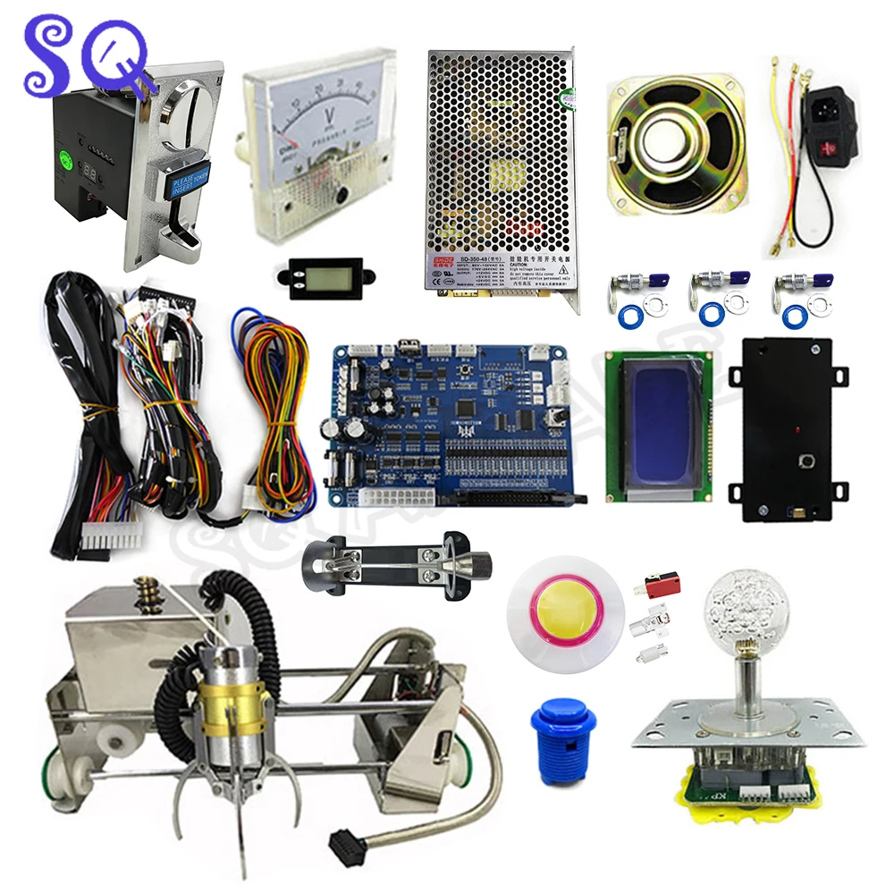 Mini Claw Crane Machine DIY Kit 25.7CM Gantry For Arcade Crane Game PCB Game Board Coin Acceptor Buttons Harness arcade 60 in 1 multi game pcb board cocktail cabinet diy kit multigame jamma board classical happ buttons for table top machine