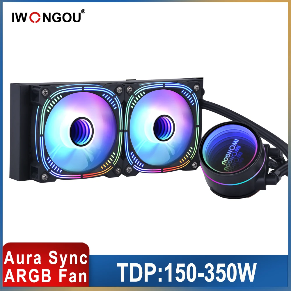 Iwongou Cpu Water Cooling 240 Argb Aura Sync Rgb Silent Fan Water