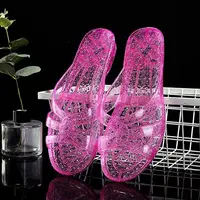 2023 New Arrival Fashion Slides Womens Jelly Flats Shoes Transparent Sandals Anti-slip Round Female Casual Non-slip Woman Sandal