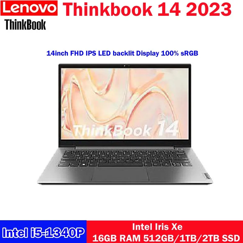 

Lenovo Thinkbook 14 2023 Laptop Intel Core i5-1340P 16GB RAM 512GB/1TB/2TB SSD FHD IPS Screen 100%sRGB 14-inch Notebook Computer