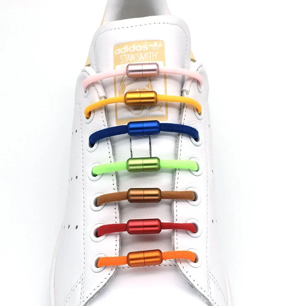 Elastic Shoe Semicircle No Tie Shoelaces Kids and Adult Shoelace for Sneakers Quick Lazy Laces Colorful Capsule Buckle_voghion.com