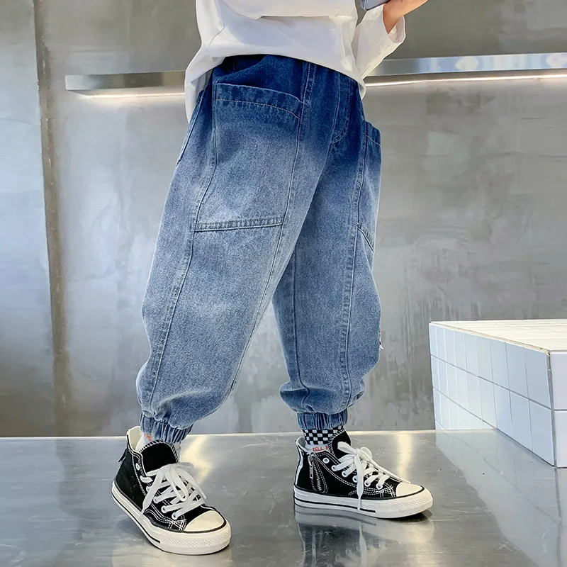 Boy Cargo Jeans New Children Denim Pants for Boys Loose Trousers Spring Autumn