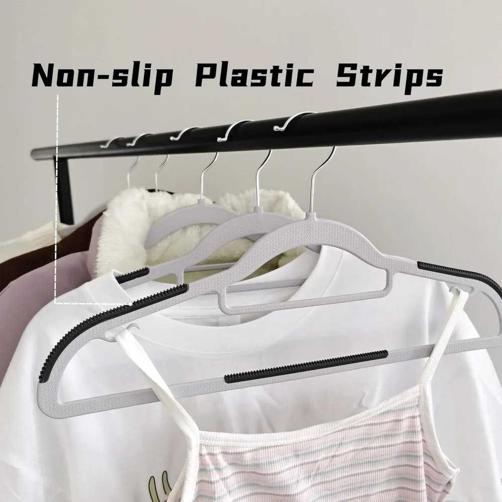 30 Pack Plastic Clothes Hangers Non Slip - 16.5 Inch Slim Space Saving Hangers for Closet, Heavy Duty Non-Slip Garment Hangers w