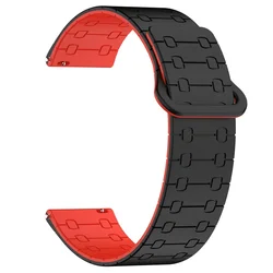 Sport Silicone Strap Band with Soft Magnetic Loop - 22mm Wristband Bracelet - 22mm (Black Red)