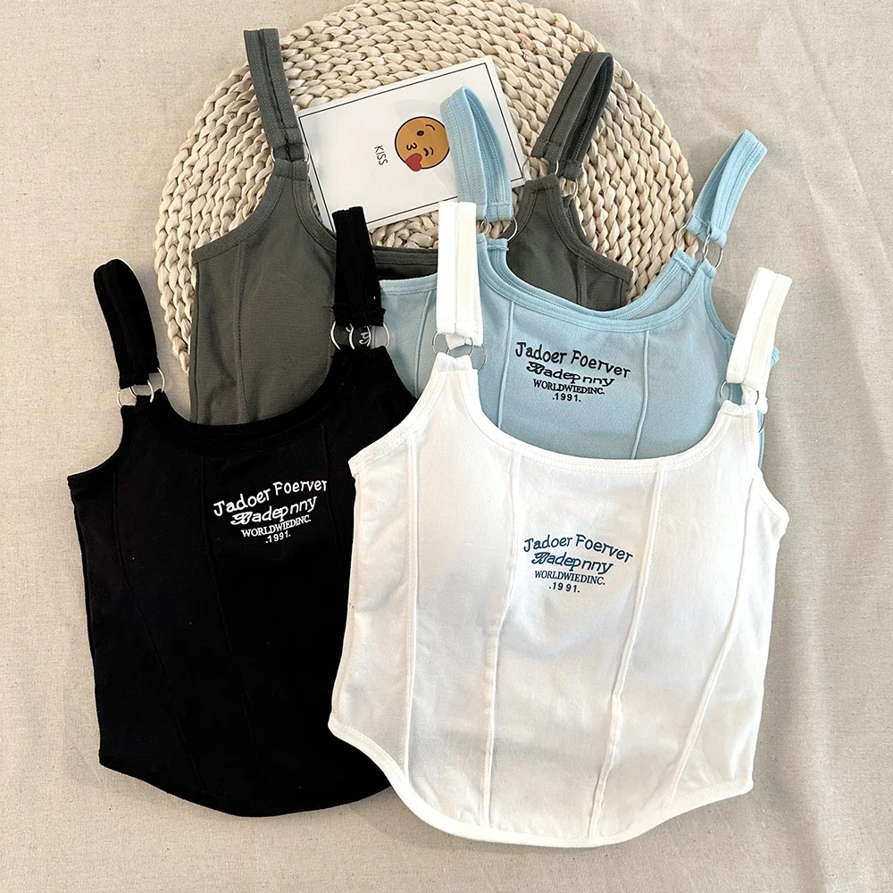 

Letter Printing Crop Tops Women Summer Tops Sexy Camisole Square Collar Tank Top y2k Slveless Female Crop Tops Padded Fashion