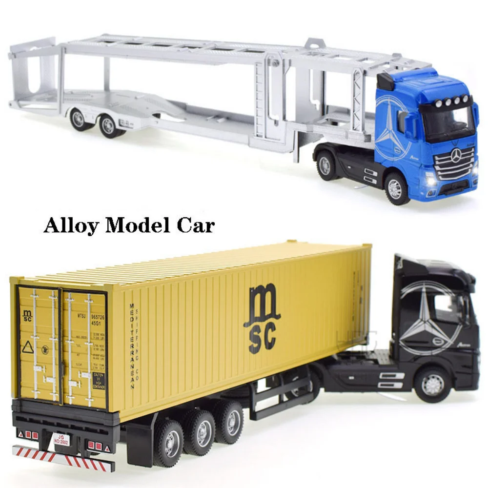 1:50 Diecast Alloy Truck Head Model Toy Container Truck Pull Back With Light Engineering Transport Vehicle Boy Toys For Children