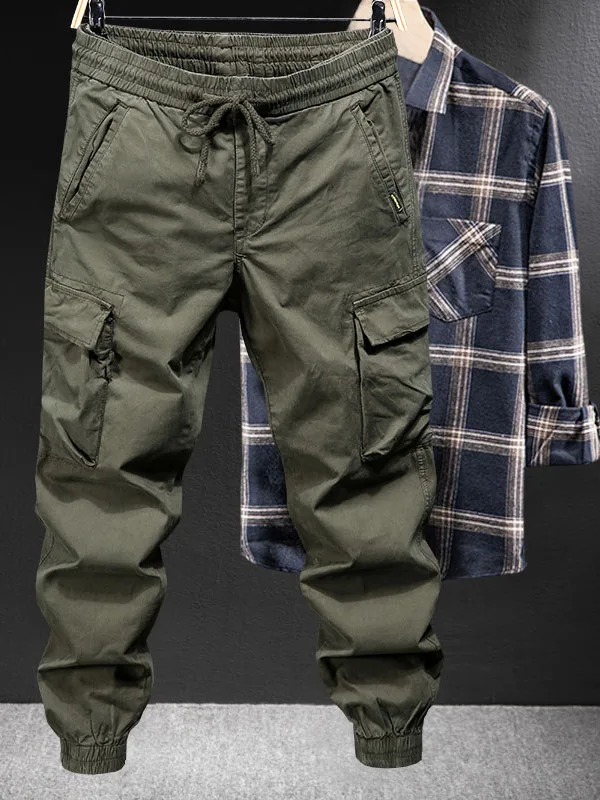 Loose Casual Workwear Pants for Men Spring Autumn Multi kets Dstring Slimming Large Size Trendy Brand Leisure Long Trou... - 4