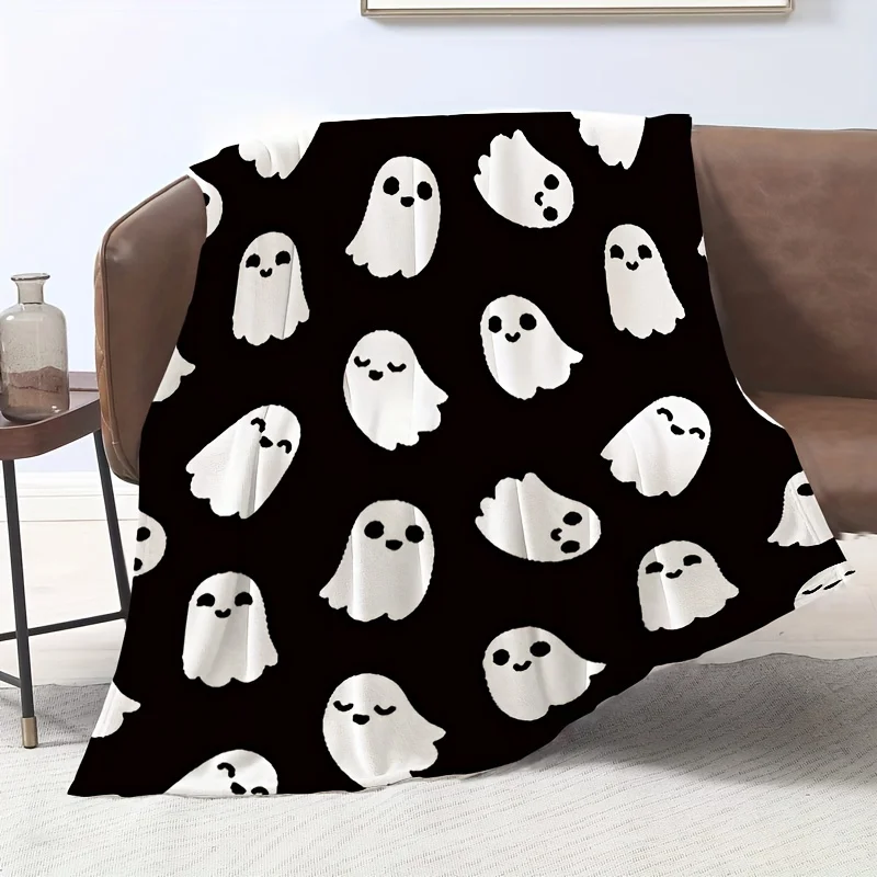 Cozy Halloween Pumpkin Flannel Throw Blanket