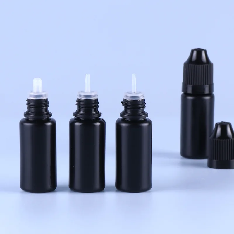 

5ML 10ML 15ML 30ML Soft Black PE Plastic Dropper Bottle Empty E Liquid Squeeze Vials With Childproof Cap And Fine Tips 100pcs