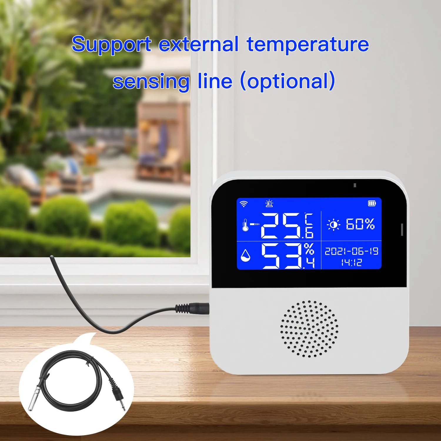 Higrómetro termómetro wifi acuario hogar ACJ con alarma y Tuya app 