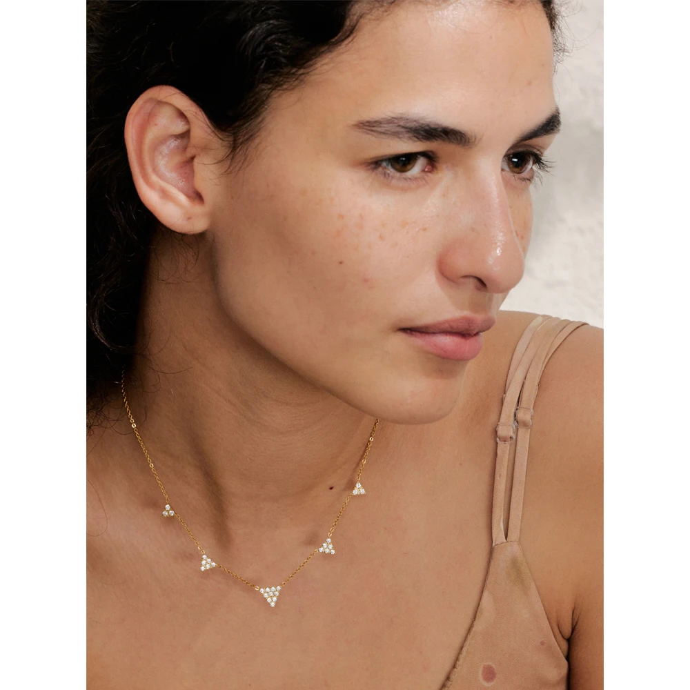 Yhpup Delicate Cubic Zirconia Triangle Drop Necklace