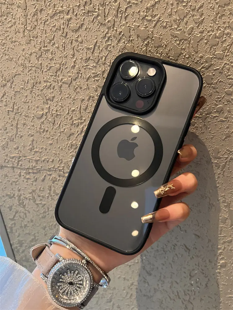 Magsafe حافظة شحن لاسلكية مغناطيسية ، غطاء شفاف للصدمات ، iPhone 11 ، 12 ، 13 ، 14 ، 15 Pro Max ، X ، XS ، XR ، 7 ، 8 Plus ، SE2 ، فاخر