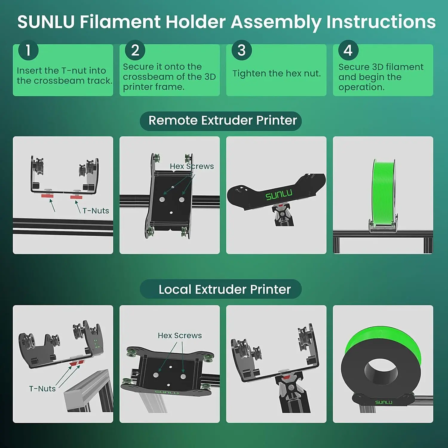 SUNLU 3D Printer Filament Spool Holder Support 1KG To 5KG 56-140MM Width Arbitrarily 3D Material Rack For FDM Filament PLA/PETG
