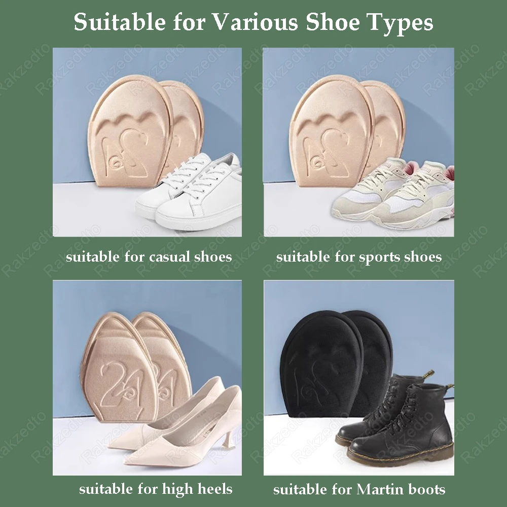 3Pairs Forefoot Pads Woman High Heels Non-Slip Toe Plug Soft Sponge Half Insoles for Shoes Inserts Reduce Shoe Size Filler