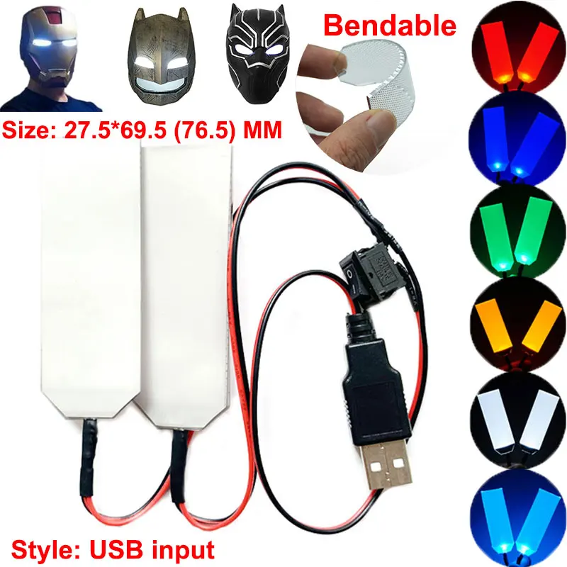 Usb Input 27.5x69.5(76.5)mm Halloween Helmet Diy Bendable Led Light
