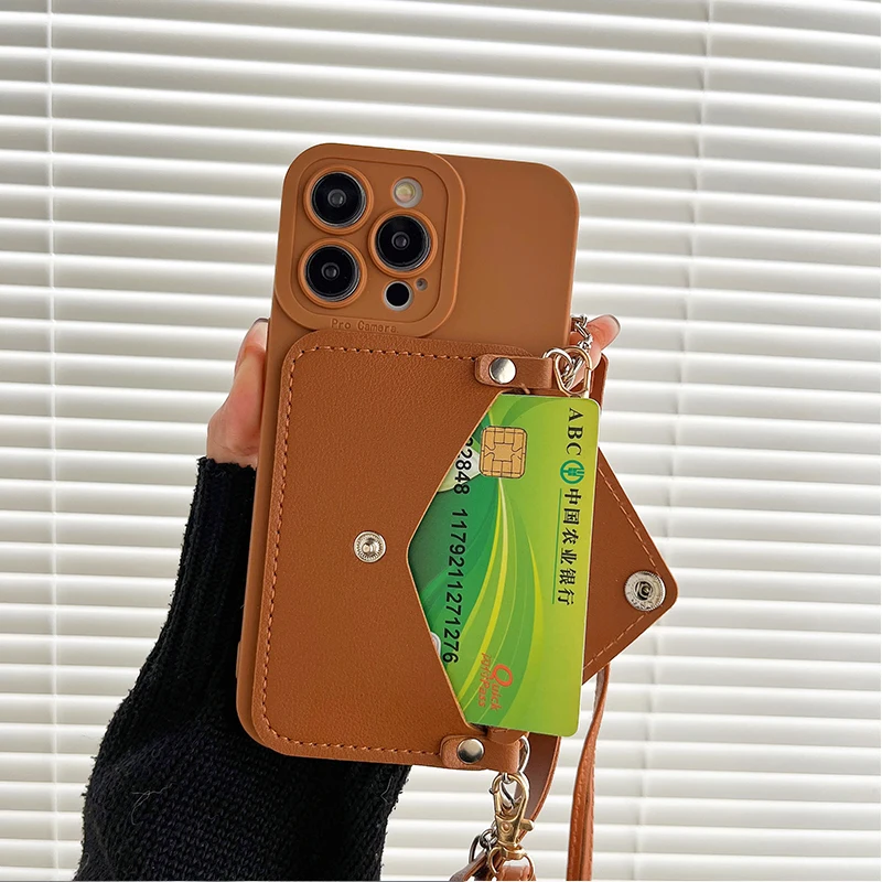 Crossbody Lanyard 3D Heart Wallet Card Case with Wrist Strap - Soft Silicone Cover