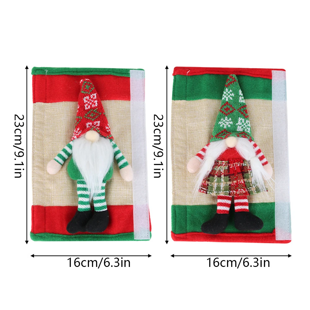 2pcs Christmas Cabinet Knob Set Handle Protector Christmas Home Decoration Kitchen Appliance Decoration Set