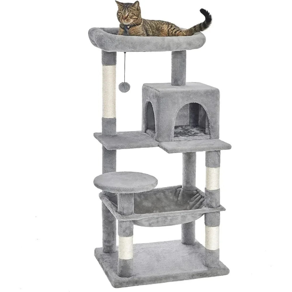 

46.5 Inches Cat Tree Multi-Level Cat Tower With Sisal-Covered Scratching Posts Goods for Cats Toys Plush Perches Pet Products