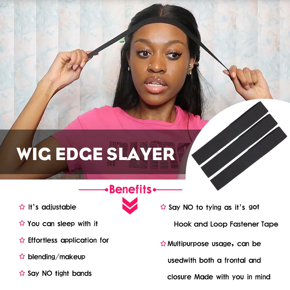 Custom Adjustable Elastic Edge Band for Wigs, 20-50Pcs Personalized Logo  Wig Bands, Edge Laying Scarf Melt Headband Edge Slayer for Frontal Wigs and
