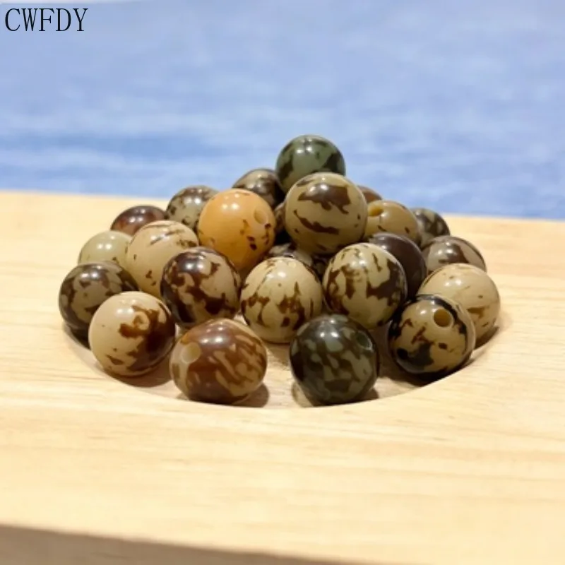 100pcs 도매 직경 13/14mm 천연 호랑이 패턴 보디 루트 비즈 수제 부처님 비즈 팔찌 목걸이 용품