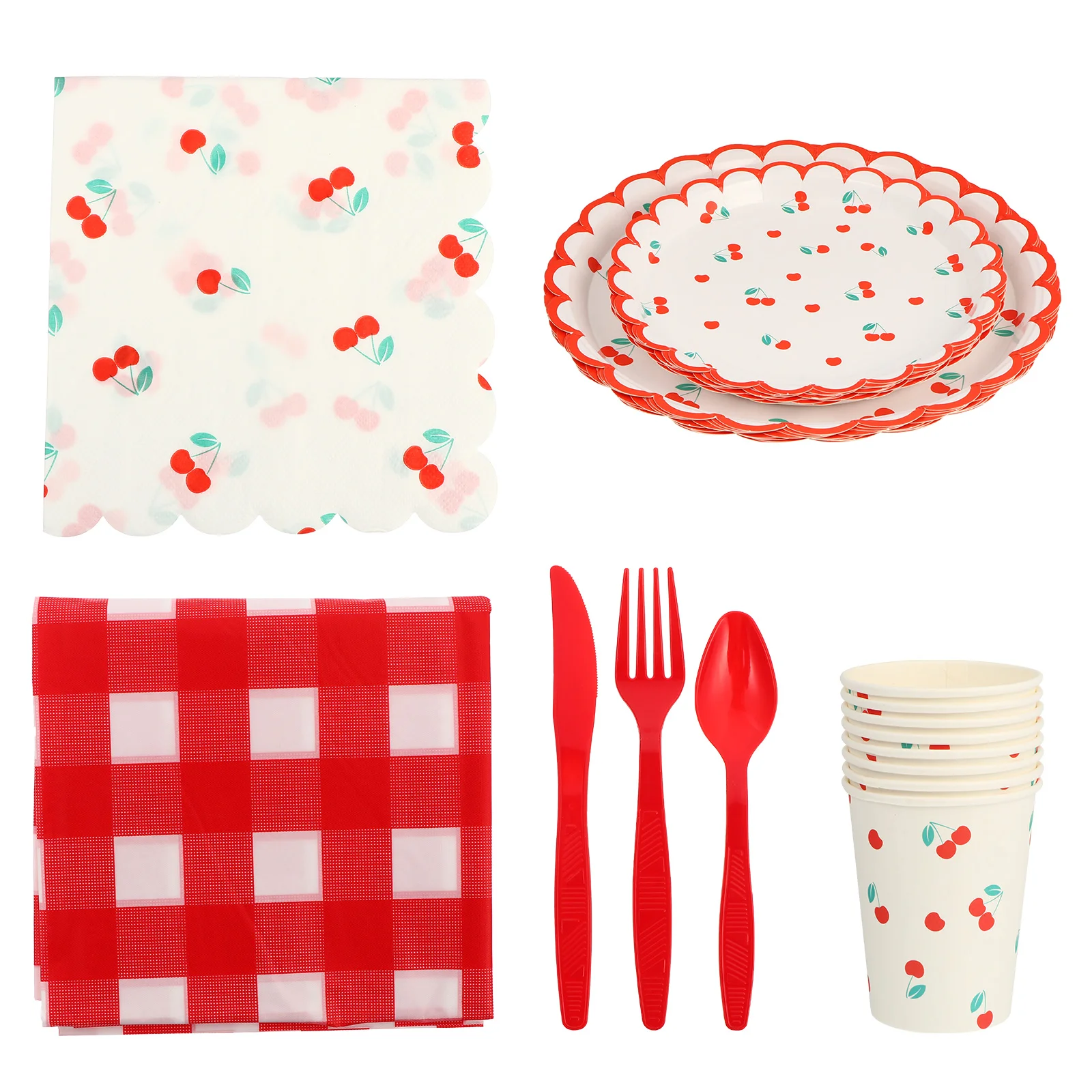 

Party Strawberry Paper Pallet Table Cloth Cup Cutlery Set Tableware Baby Cups Disposable