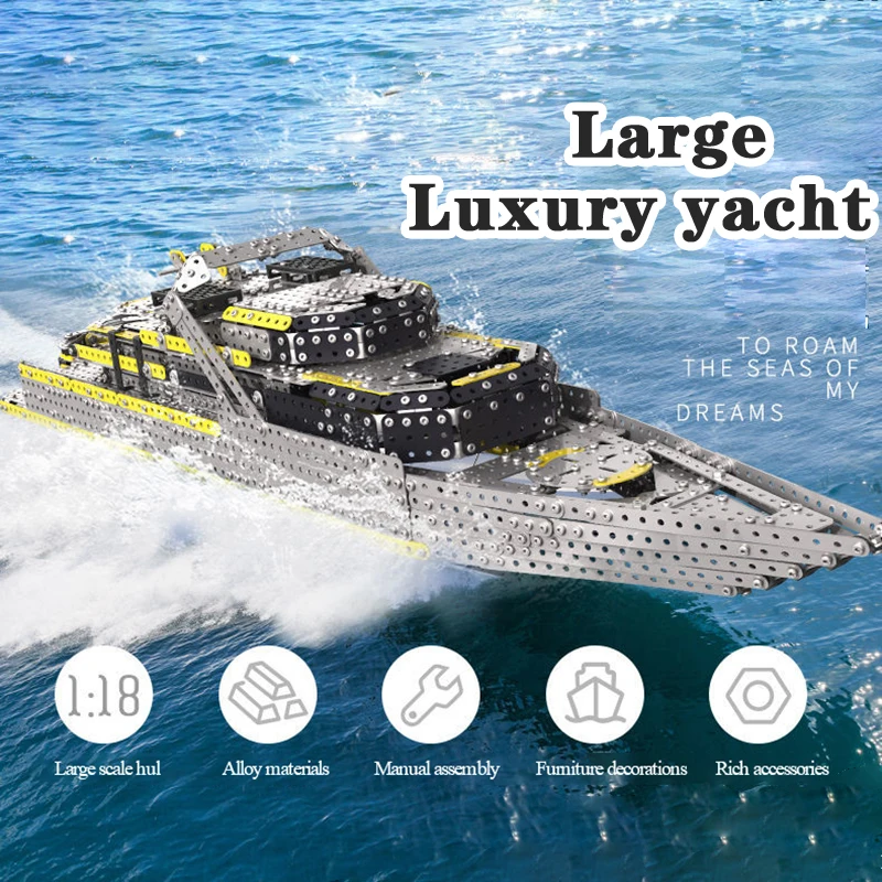 3D Metal Luxury Cruise Ship Building Blocks High Difficulty Assembly Model Screw And Nut Assembly Mechanical Toys For Boys