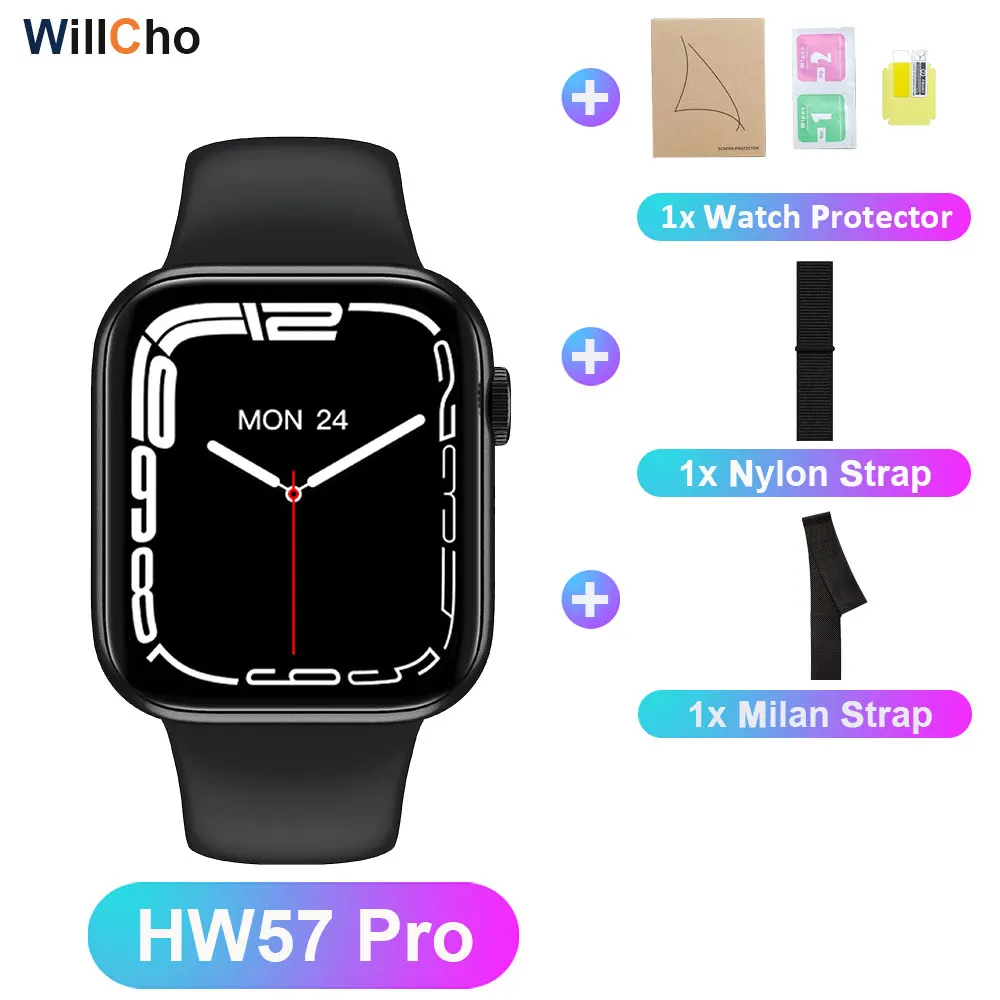 HW57 Pro SmartWatch Men Wireless Charge Voice Assistant QR code Alipay BT Call Watch For Women NFC Smart Watch pk w27pro hw37pro 