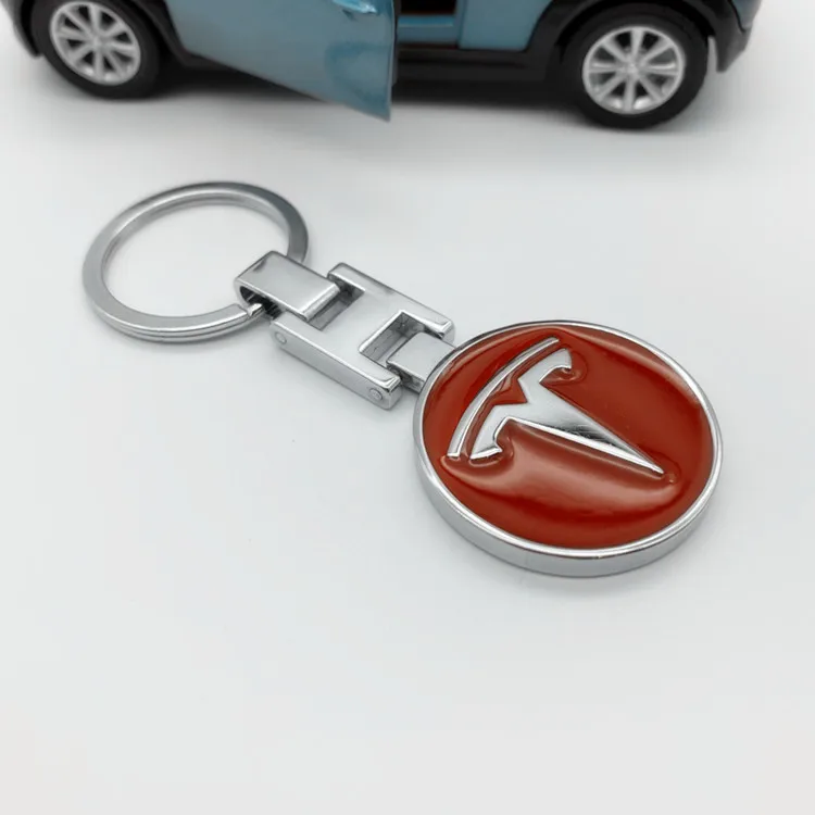 3D Metal/Braided Rope Car Badge Key Chain Decorative Keychain Ring For Tesla Model 3 Model S X Y Roadster Car Accessories