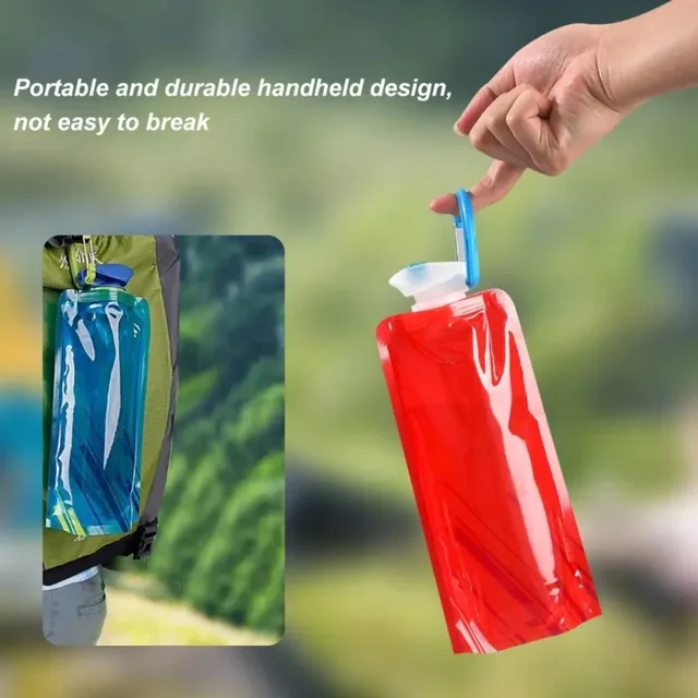 1pc 700ml Portable Ultra Light Folding Soft Water Bag For Outdoor Sports & Camping, With Handle & Hanging Hook Camping Stuff 5