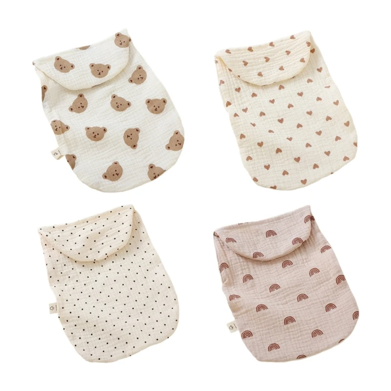 

F62D Hooded Cloth Towel Toddlers Sweat Absorbent Towel Gauze-Cotton Long Back Cloth