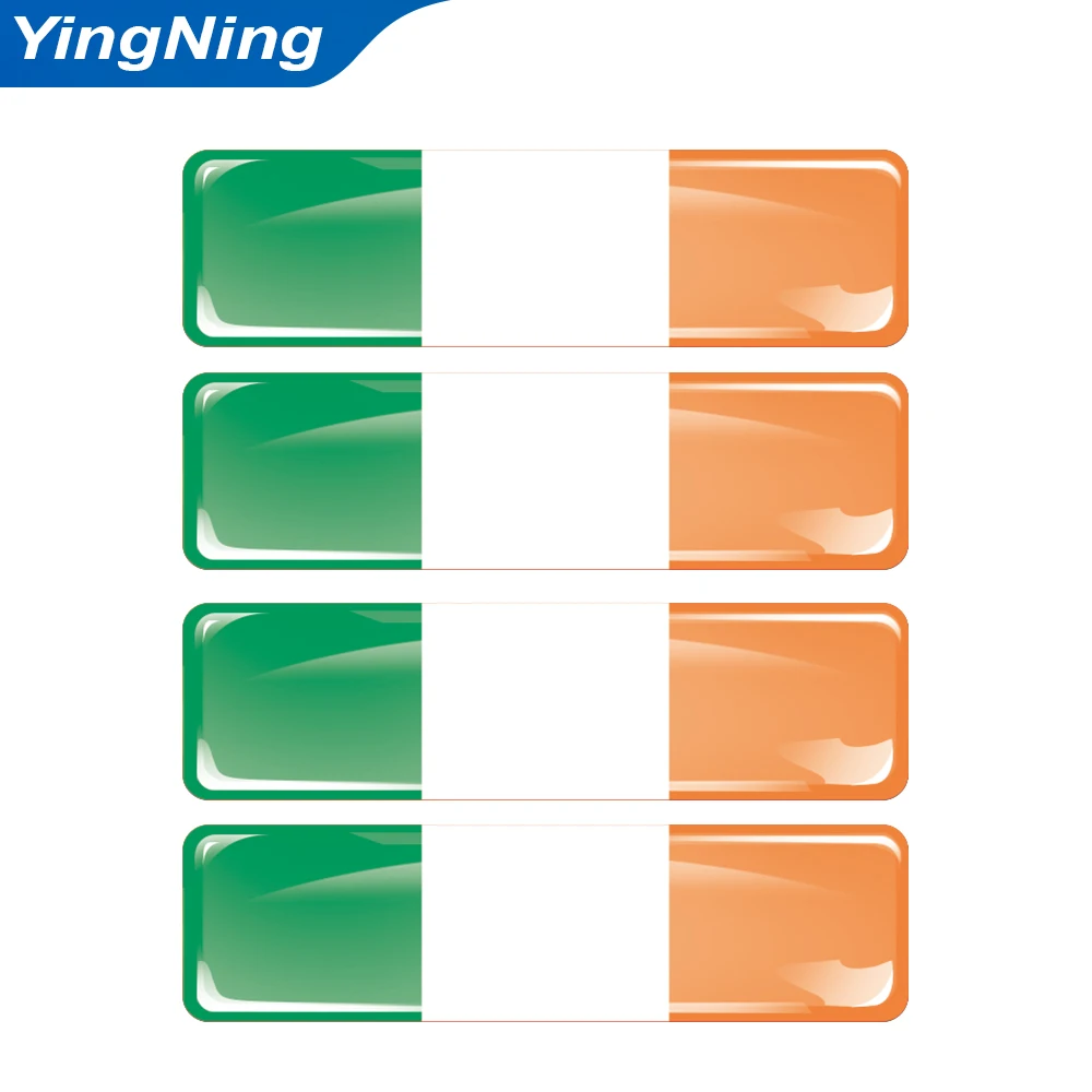 Irish Flag 3D Epoxy Resin Car Sticker Set – Stylish Auto Decoration Accessories (4-Pack)