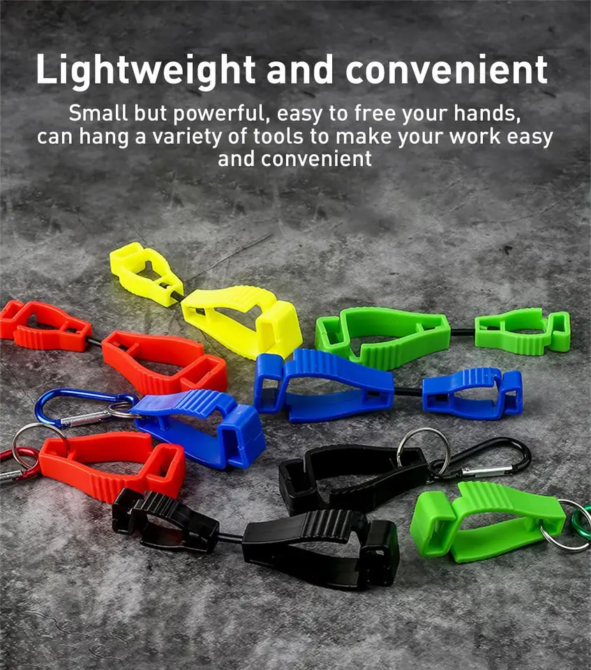 Set 2 Clip Porta-Guanti Con Moschettone - Per Lavoro, Sport, Fissaggio Guanti, Maschere, Asciugamani - Foto 6